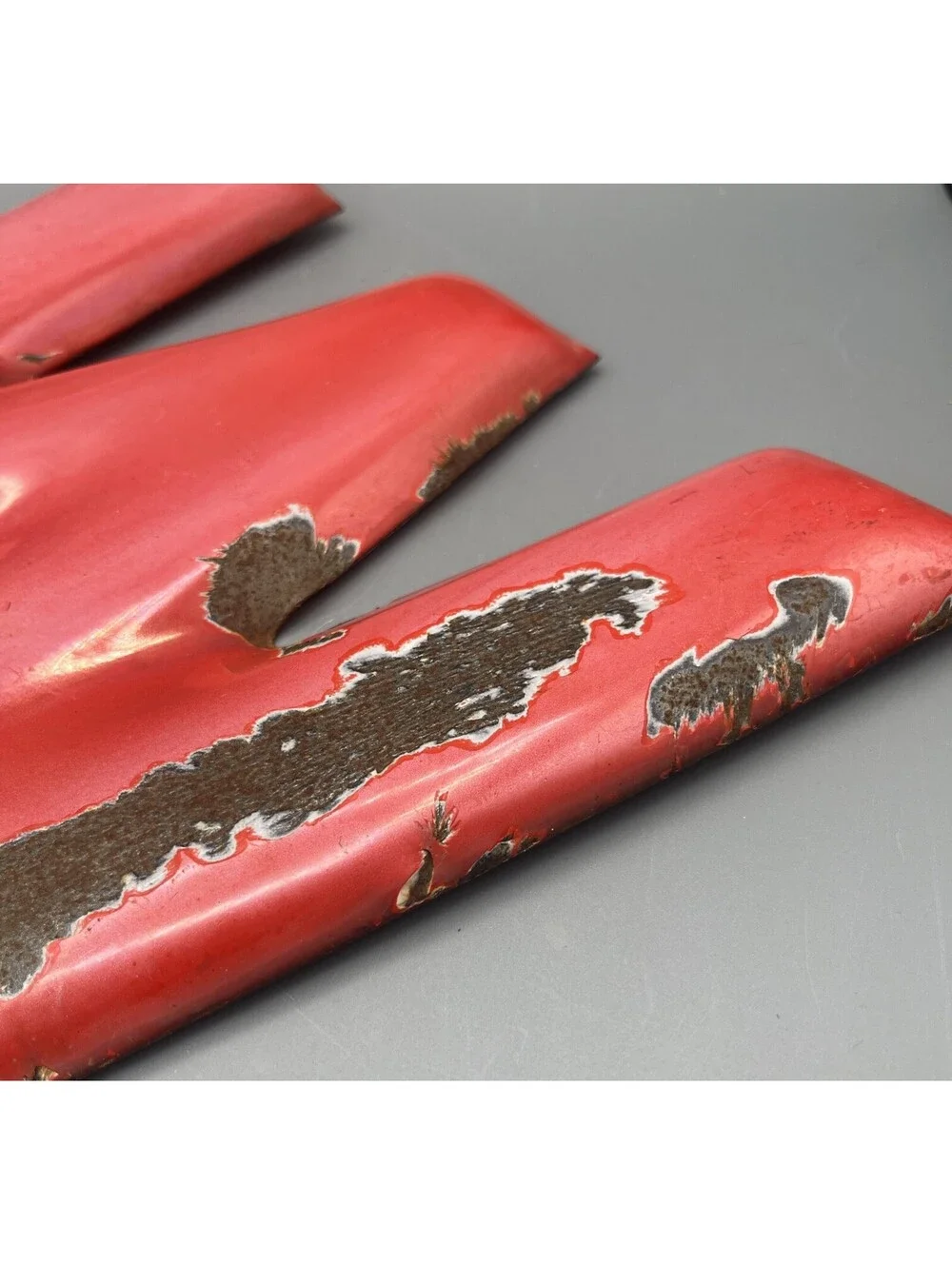 Vintage Porcelain Enamel Metal Sign Letter W Red 12” Gas Station Oil Advertising